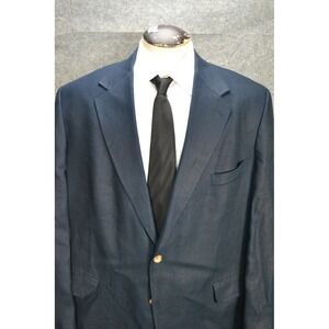 Vintage Brooks Brothers Blazer Mens 48R Navy 100% Linen Two Button Notch USA